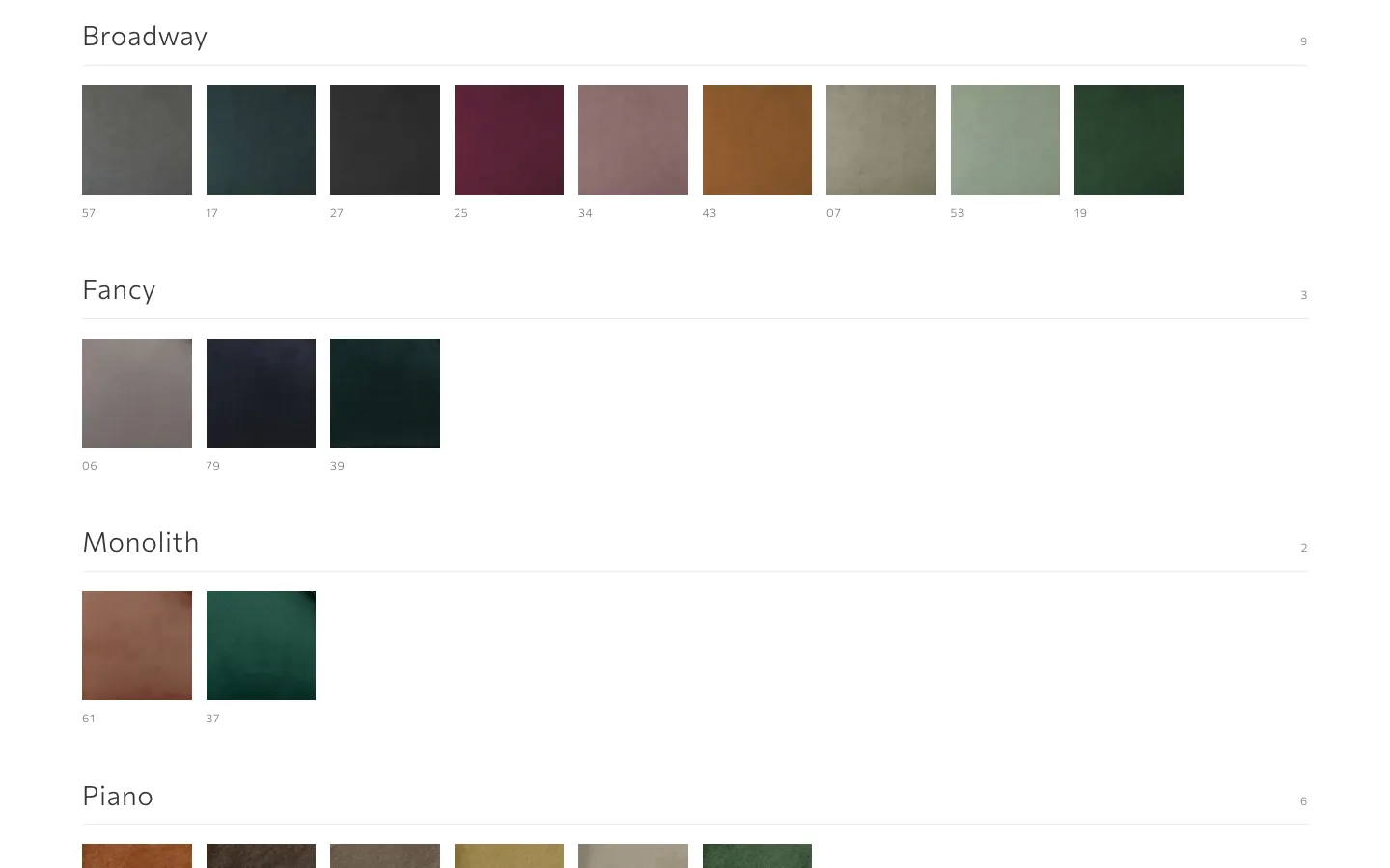 Fabric library: colourways grouped by collection