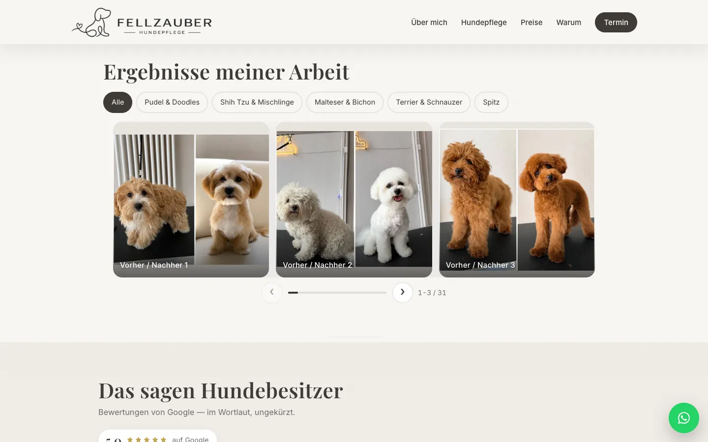Before/after gallery with coat-type filters
