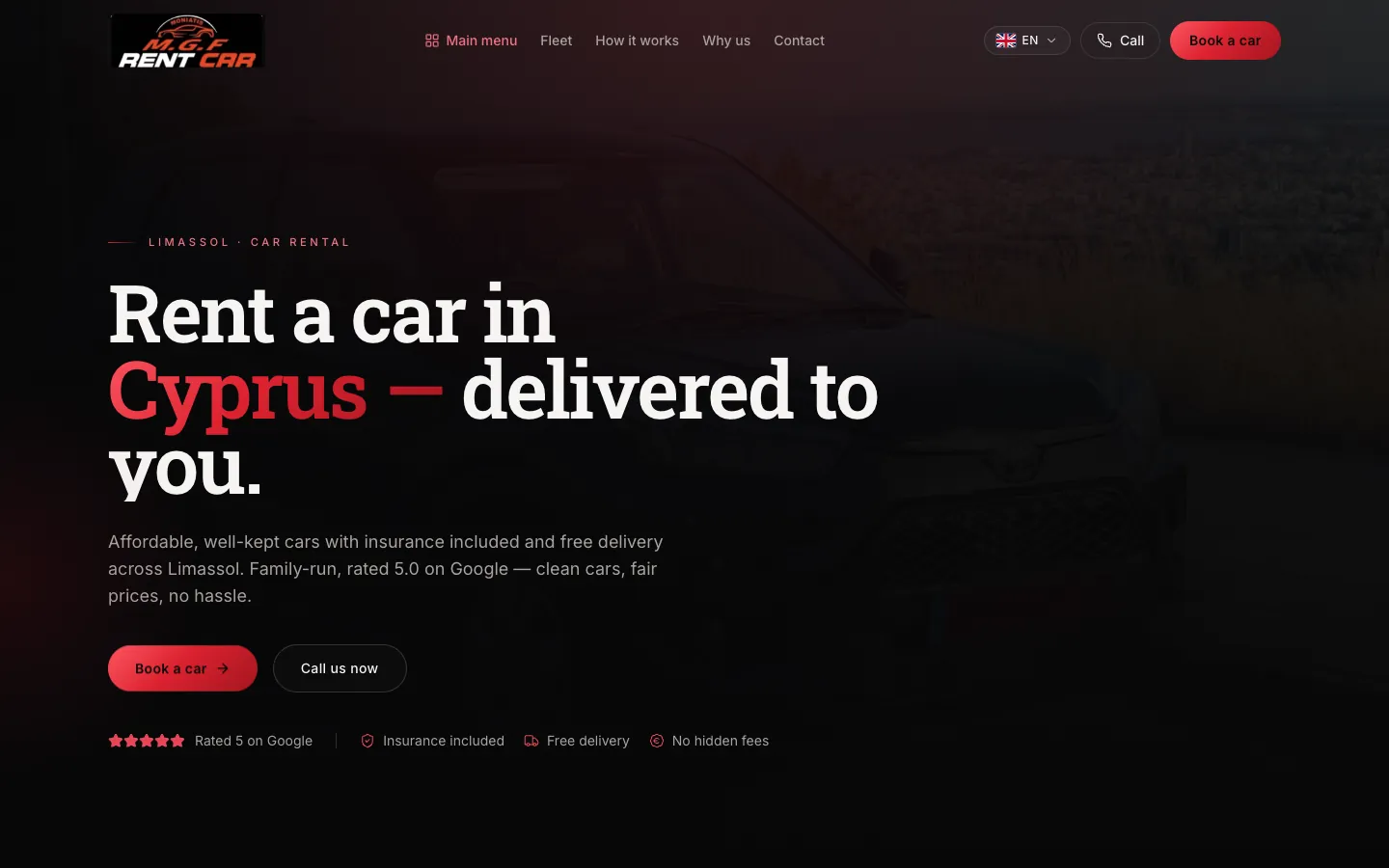 Rental home: “Rent a car in Cyprus — delivered to you”